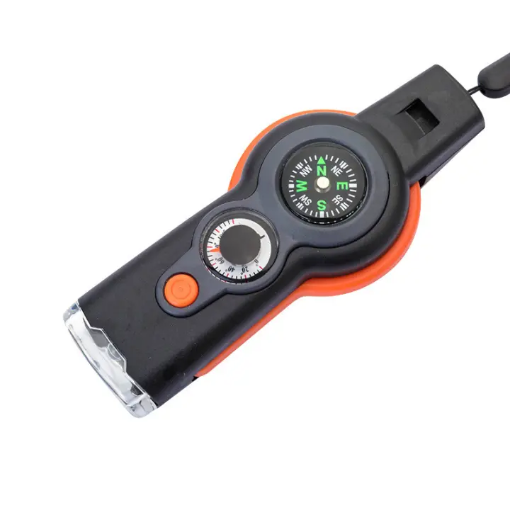 Outdoor Nuevo Silbato de Supervivencia Multifunctional 7 en 1 Silbate Salvavida with Luces LED Termómetro Brújula - 1