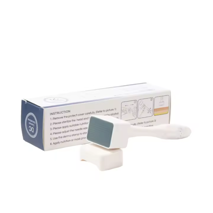 Derma Stamp Con Agujas De Titanio Ajustable Para Regeneración De Piel Facial Crecimiento De Barba Y Cabello 140/100 Agujas De 0.25mm - 1