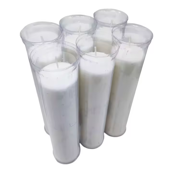 Vadeincienso Velon liturgico estralargo  blanco  26  x 6 cm lote de 6 u. elaborados con parafinas   390 gramos cada uno 120 horas de combustión  fabricado en España  entrega en 24/72 horas  a la península  y Portugal descuentos por cantidad - 1