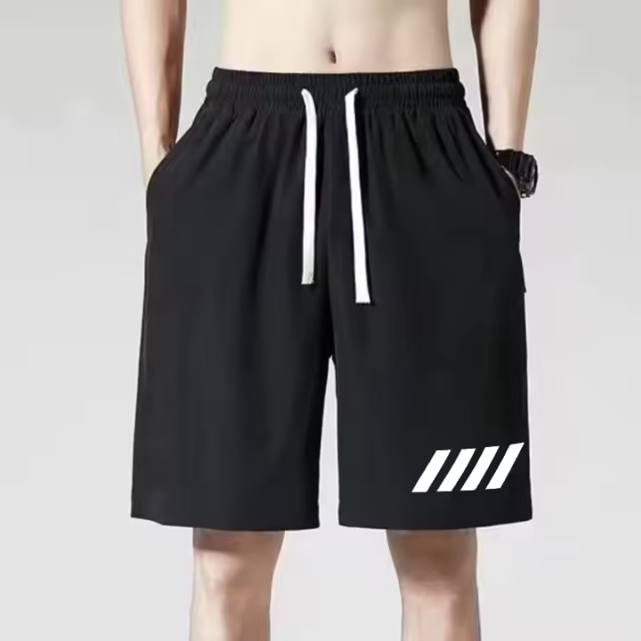 Shorts De Verano Para Hombre Seda De Hielo 4-Bar Impresión Secado Rápido Cintura Ajustada Deporte Baloncesto Running Casual - 1
