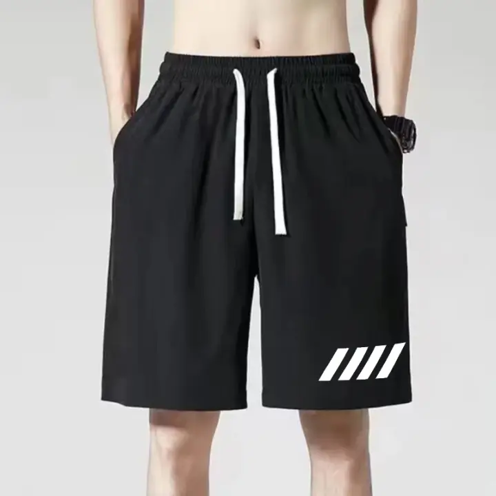 Shorts De Verano Para Hombre Seda De Hielo 4-Bar Impresión Secado Rápido Cintura Ajustada Deporte Baloncesto Running Casual - 1