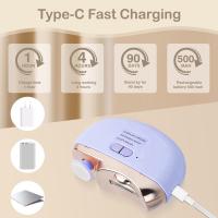 Cortaúñas eléctrico, cortaúñas eléctrico 2 en 1, pulidor automático de uñas con luz LED y almacenamiento de restos de uñas, recortador automático de uñas para niños, adultos y personas mayores (morado - details 3