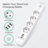 Aigostar Regleta alargador de 4 enchufes con cable de 1.5/3/5 metros e interruptor de 3 USB - details 4