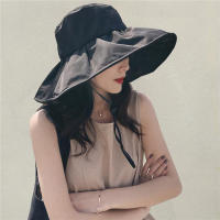 Sombrero De Pescador Grande Para Mujer Protección Solar Verano Negro Sombrilla Estilo Coreano Sombrero De Protección Solar - details 5