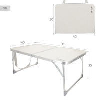 Aktive - Mesa baja plegable camping, color crema, 60x40x25 cm, patas y tablero plegables, máx. 20 kg, aluminio y madera MDF, antideslizante, antivuelco, plegado compacto, mesa portátil, resistente y duradera, cierre de seguridad, asa de hombro y de mano - details 3