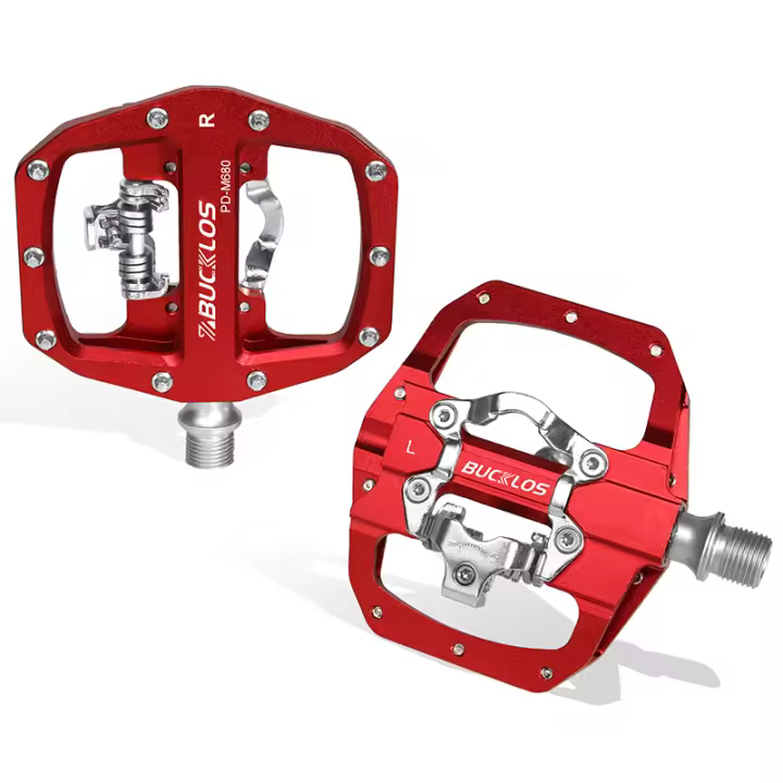 Pedales de Bicicleta de Montaña BUCKLOS 2023 PD-M680 Función Doble Plano & Bloqueo Ajuste Shimano SPD 9/16 'Material Aluminum/Aleación Type de Pedal Autobloqueante Hecho de Aluminio - 1