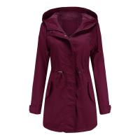 Abrigo De Trench De Algodón Para Mujer plus Talla Con Capucha Estilo Casual Cierre De Cremallera Manga Larga Color Sólido Para Otoño E Invierno - details 2