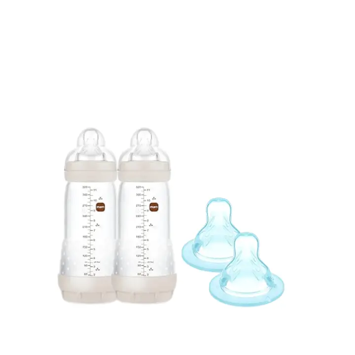 MAM MIX BUNDLE-MAM Pack de  Biberon Anticólico, 4+ meses, 320ml / MAM Pack de 2 Tetinas 3, Flujo Rápido, a Partir de 4 Meses - 1