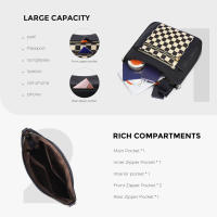 Bolso Cruzado De Cuero Para Mujer Con Correa Ajustable Estilo Elegante Bolso De Hombro Con Patrón De Cuadros Para Uso Diario Y Comunicación - details 1