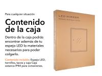 Espejo de Baño UBUD con Luz Led 100 X 80 Cm - Marco de Aluminio Negro Mate - Interruptor Táctil - Protección IP44 - Antivaho - Regulación de Intensidad - Vidrio Anti-estallido - details 5