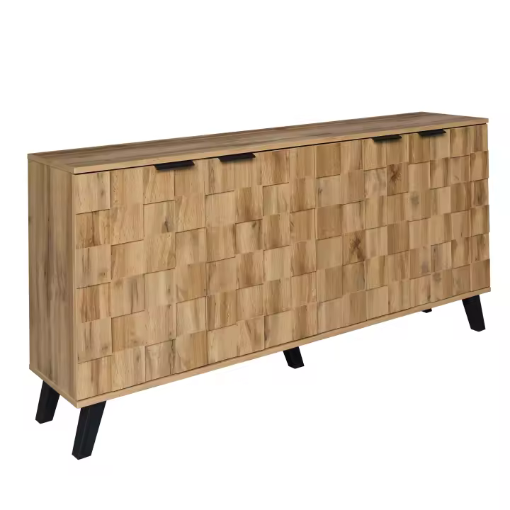 Aparador moderno con 4 Puertas | Estructura de Madera Sólida y Metal Resistant | Estantes Ajustables y Cajones Profundos | 160x35x78 cm | Ideal para Sala de Estar, restaurante y Cocina | Diseño Multifunctional y Fácil de Montar - 1