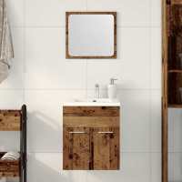 vidaXL Juego de muebles de baño 2 pzas Madera ingeniería en color Roble negro/Blanco brillante/Gris hormigón y más | almacenamiento funcional diseño moderno para baño dormitorio sala - details 3