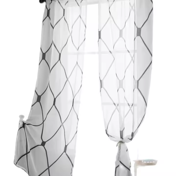 Sheer Curtains White Korean Simple Mesh Veil for Living room, Bedroom - 1