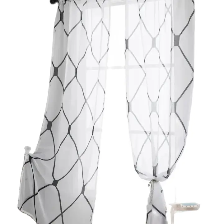 Sheer Curtains White Korean Simple Mesh Veil for Living room, Bedroom - 1