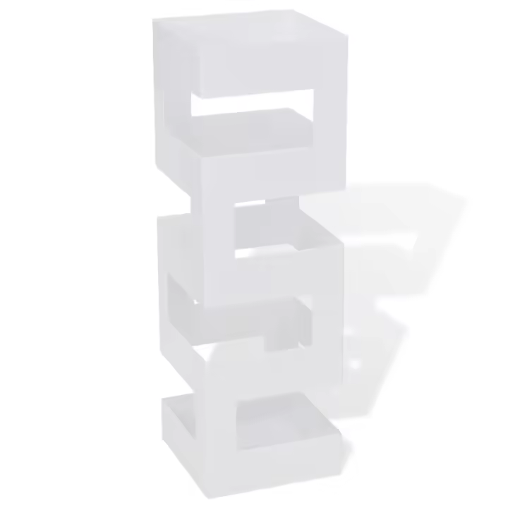 vidaXL Paragüero cuadrado soporte de bastones acero blanco 48,5 cm - 1