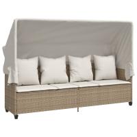 vidaXL Tumbona con capota y cojines ratán sintético Negro y crema, Marrón y crema, Gris Sillas de Exterior Ideal para jardín, playa, piscina, terraza Tumbona Piscina Tumbonas Playa Tumbonas Jardín Exterior - details 4