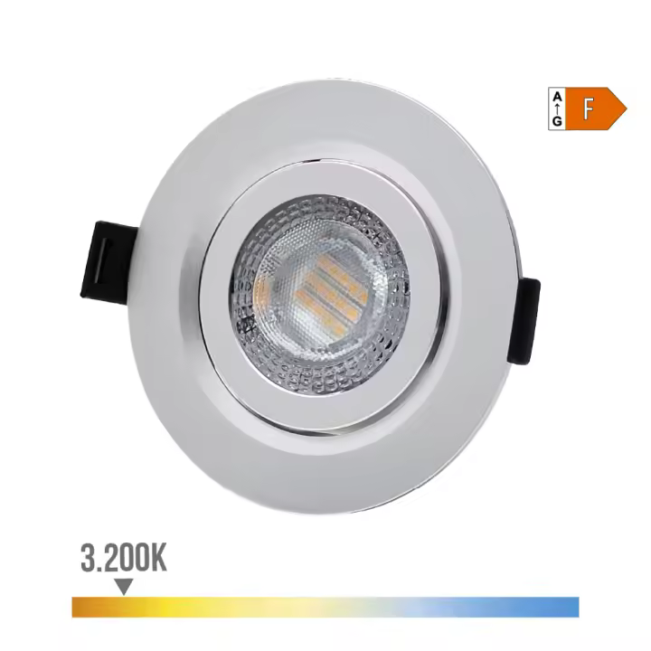 DOWNLIGHT LED EMPOTRAR 9W 806Lm RA80 3200K REDONDO COLOR CROMO Ø9cm EDM - 1