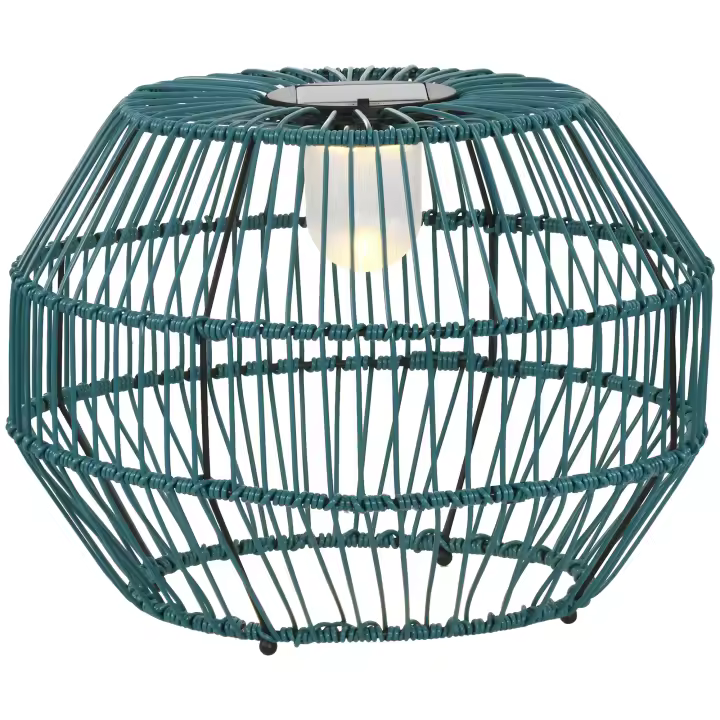 Outsunny Luz Solar, Lámpara Solar De Ratán, Luz De Camino Impermeable con Sensor De Luz, Lámpara De Jardín LED Automática con Diseño De Tambor para Balcón, Terraza, Patio, Acero Verde - 1