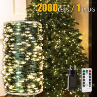 Luces De Cadena De Navidad Impermeables Con Control Remoto 500/2000 LED Para Decoración De Exterior Árbol Fiesta Matrimonio - details 9