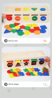 Juguete Educativo Montessori 2 En 1 Para Bebés Y Niños Con Cuentas Y Formas Juego De Aprendizaje De Colores Y Formas Caja Con Tapa Regalo Navideño Para Niños De 3 a 6 Años - details 4