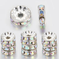 100pcs Bolas De Espaciador De Cristal AB Colorido Y Plata Para Fabricación De Joyas Pulseras DIY Encuentros De Enlaces Metálicos - details 0