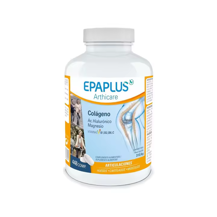 EPAPLUS Arthicare - Colágeno Hidrolizado con Ácido Hialurónico y Magnesio - 448 Comprimidos - Tratamiento 30 Días - Disolución Instant Sabor Neutro - 1
