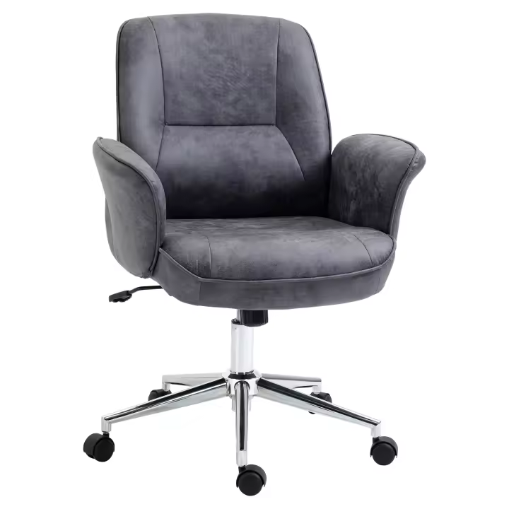 Vinsetto silla de oficina silla de escritorio silla giratoria de altura regulable silla de trabajo ergonómica con función basculante moderna y elegante capacidad de carga de hasta 120 kg microfibra gris oscuro 67 x 69 x 92-102 cm - 1