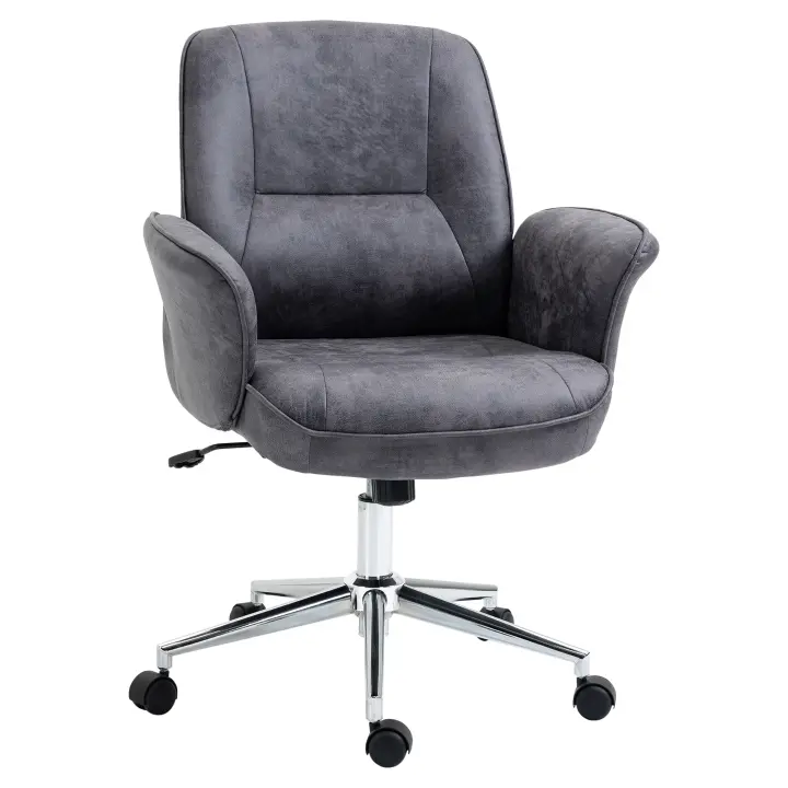 Vinsetto silla de oficina silla de escritorio silla giratoria de altura regulable silla de trabajo ergonómica con función basculante moderna y elegante capacidad de carga de hasta 120 kg microfibra gris oscuro 67 x 69 x 92-102 cm - 1