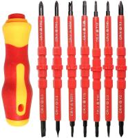 Juego De Destornilladores Aislados VDE 14 Piezas Con Kit De Bits De Encabezados Planos Y Encabezados Cruciformes Y Lápiz De Prueba Herramientas Eléctricas - details 1