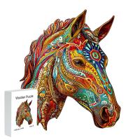 Rompecabezas De Madera En Forma De Caballo De Color Caja De Regalo Personalizada Jigsaw Puzzle De Animales Para Interacción Familiar Regalo Único Para Mayores - details 0