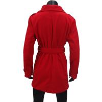 Abrigo De Mujer En Lino Y Lana Doblemente Abrillantado Con Cinturón Y Etiqueta En Hombro Casual Streetwear De Otoño Invierno - details 8