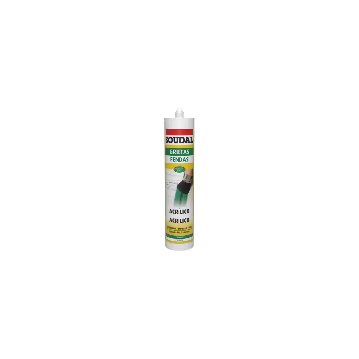 Sellador Acrílico para Grietas Soudal Blanco 300ml - Relleno Rápido de Yeso y Hormigón - Adherencia Excelente en Materiales de Construcción - Sin Solventes y Prácticamente Inodoro - Fácil de Aplicar - 1