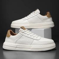 Zapatillas Casuales Para Hombre En Cuero Blanco Suela Ligera Transpirables Tenis Deportivos Para Adultos Zapatillas Hombre - details 1