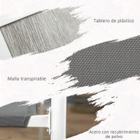 Outsunny Conjunto de Comedor de Exterior Juego de Comedor de Jardín de 7 Piezas con 1 Mesa y 6 Sillas Apilables Estilo Moderno para Terraza Patio Blanco y Gris - details 4