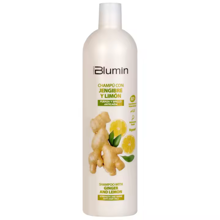 Blumin Champú de Jengibre y Limón para todo tipo de cabellos que aporta fuerza y brillo, 1000 ml - 1
