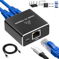 Switch Ethernet Splitter 1000 Mbps Ethernet Splitter LAN Switch 2/3/4 Puertos RJ45 Network Splitter con Cable de alimentación Tipo C, Switch Gigabit para Ordenador, concentrador, Router, TV - details 5