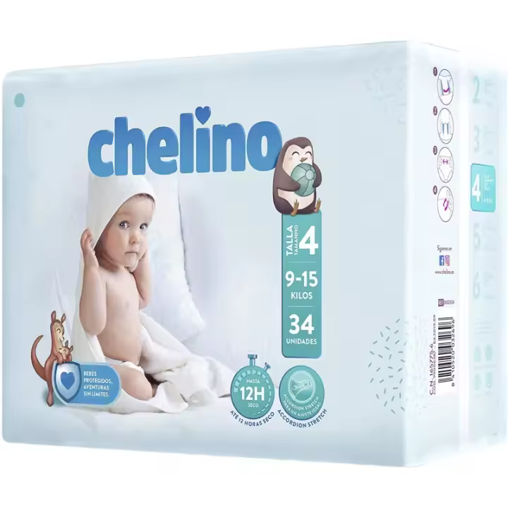 PAÑAL CHELINO LOVE TALLA 4 DE 9 A 15 KILOS 34 U - 1