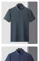 Camisa Polo De Verano Para Hombre Con Cuello Redondo Solido Camiseta De Negocios Transpirable Corta Cuello En V Talla Única - details 4