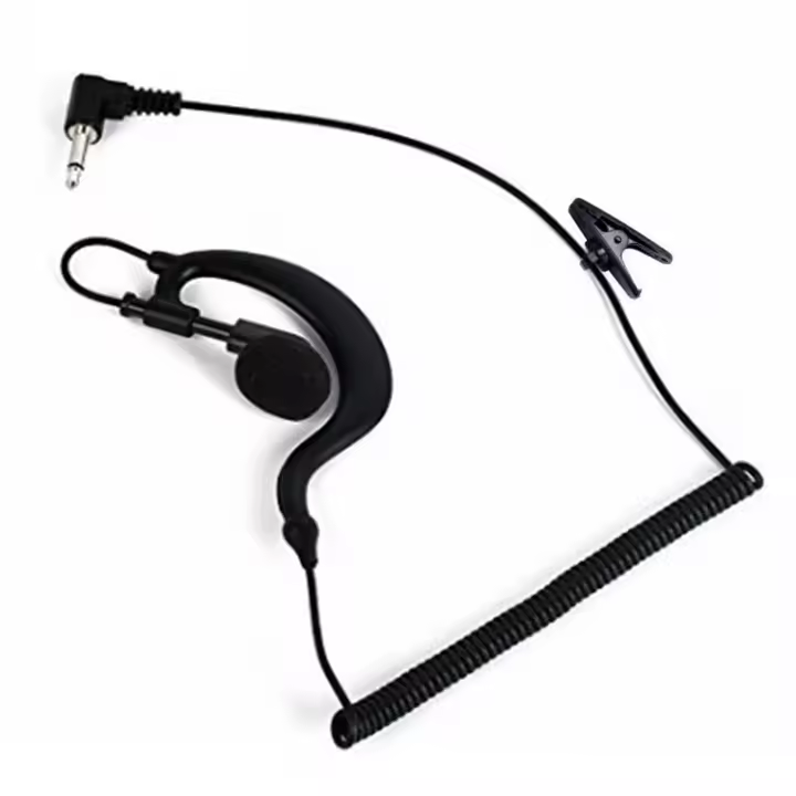 Auricular De Radio Con Gancho Para Oído 3.5mm Single Ear Hook Headset Con Clip Y Cable Coilado Para Walkie Talkie - 1