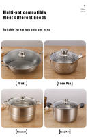 Tapa De Vidrio Templado Redonda Con Borde De Acero Inoxidable Chef Cubierta De Olla Versátil Para Fritura En Casa Resistente a Ralladuras Y Roturas - details 2
