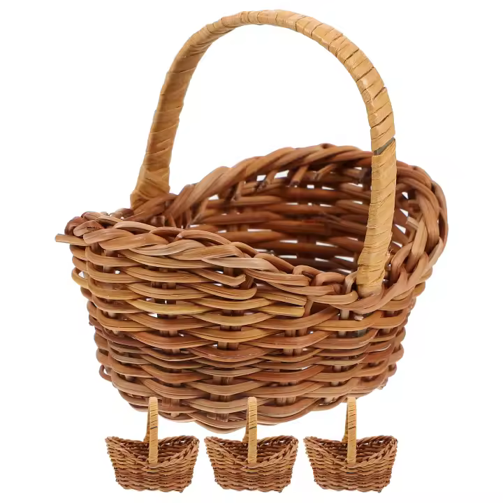 4 Pcs Mini Canastas De Paja Para Decoración De Casa De Muñecas Pequeñas Canastas De Pan Tiny Para Bebés Niña Hamper Accesorios De Rattan - 1