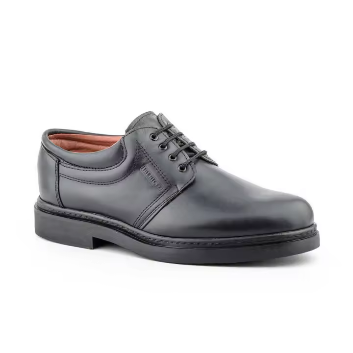 Mº 459 Negro Hecho en España Zapatos Hombre Piel Negro Cordones Numeración: 38-46 Marca: Ibérico Color: Negro ZAPATO MUY COMODO  PARA TRABAJAR DE CAMARERO O TRABAJO CONVENCIONAL CON PIELES MUY SUEAVES Y SUELA MUY COMODA ATADO CON CORDONES - 1