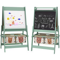 AIYAPLAY Caballete para Niños 3 en 1 Caballete Infantil de Doble Cara Caballete de Arte con Rollo de Papel Pizarras y 2 Cestas de Almacenamiento 54x46,5x93 cm - details 0