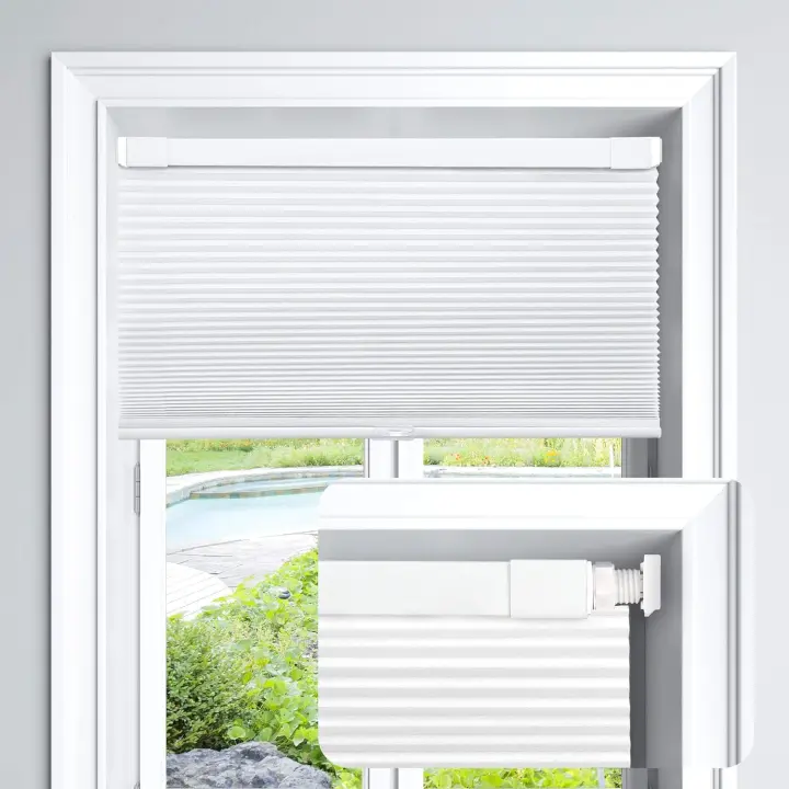 Cordless Cellular Pleated Windows, Light Filtering Honeycomb Blinds, No Drilling, 72 x 183 cm (W x H), White - 1