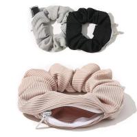 4Pcs Scrunchies De Pochete Para Mujeres Y Niñas Con Cremallera Oculta Porta Horquilla De Cabello Estilo Moda Polyester - details 1