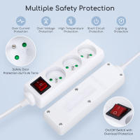 Aigostar Regleta alargador de 3 Tomas con Interruptor y Protección Infantil, 1.5 /5M, Blanco, 16A 250V - details 1