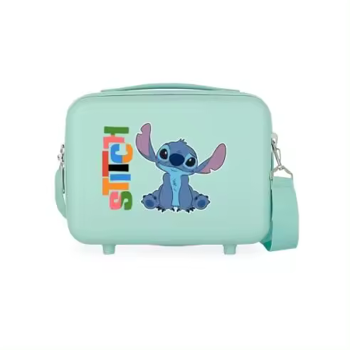 DISNEY ALOHA STITCH Neceser Rígido con Bandolera - Adaptable Maleta - Rígido ABS - Ref 4952941 Turquesa - Medidas 21x29x15 Cm - Nueva Colección 25 - - 1