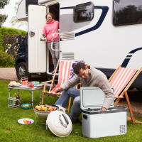 Outsunny Cooler Car 30L con pantalla LCD, refrigerador portátil para Coche con compresor, adaptador para Barcos Eléctricos, caravanas y Viajes, 12/24 V CC y 110-240 V CA, color Blanco. - details 3