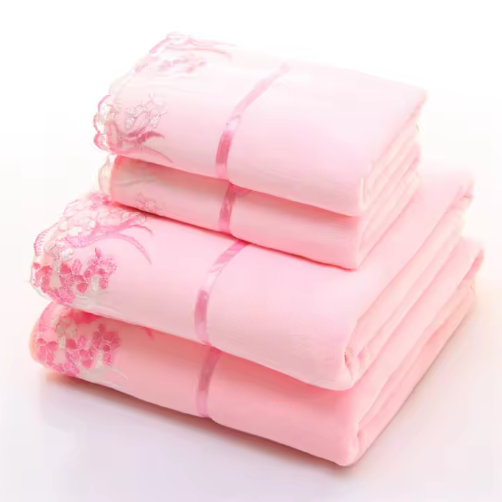 Juego De Toallas De Microfibra Bordadas 4 Piezas 2 Toallas De Baño 140x70cm Y 2 Toallas De Rostro 75x35cm Secado Rápido Toallas Para Baño - 1