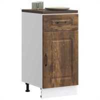 vidaXL Mueble bajo de cocina Kalmar de de ingeniería en color Madera antigua/Negro/Roble ahumado y más | almacenamiento funcional diseño moderno para baño dormitorio sala - details 2